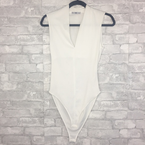 Zara Tops - Zara V-neck White bodysuit